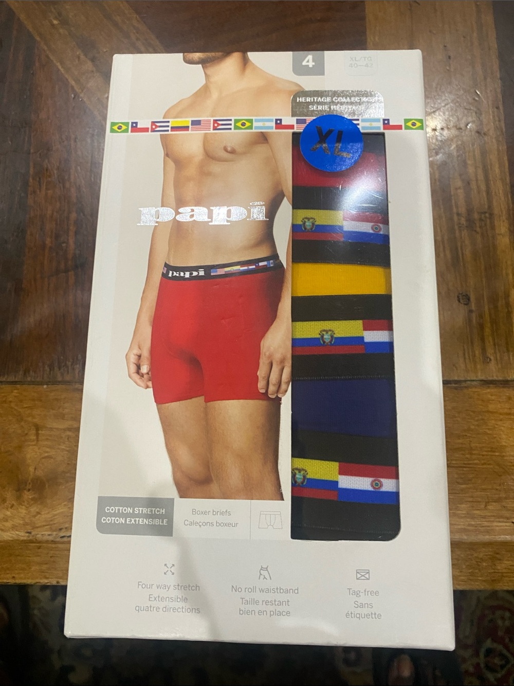 Papi Men’s 4 pack heritage collection Cotton Stretch Boxer Briefs - Papi